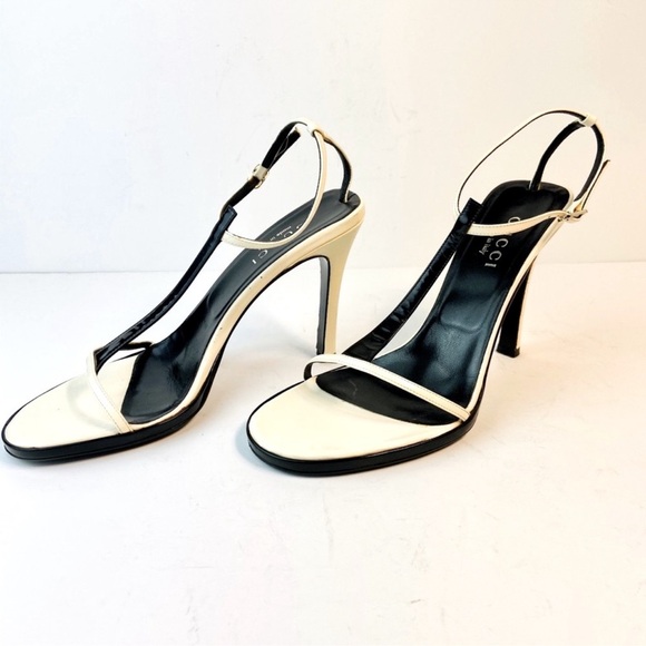 Gucci off white black patent leather sandals 8 - Picture 6 of 9